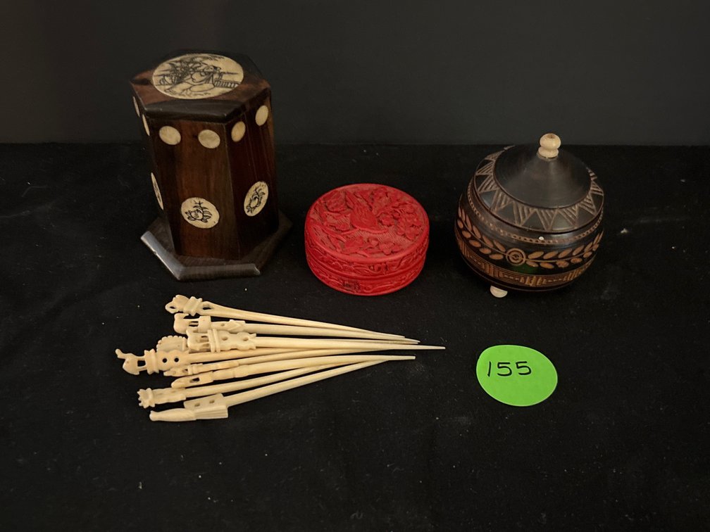 3 small Asian boxes, plus cocktail picks