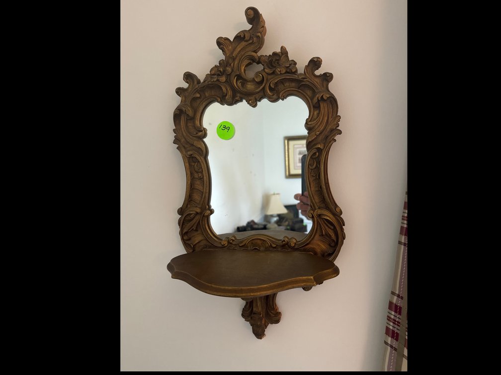 Antique Mirror Wall Shelf 22”tall