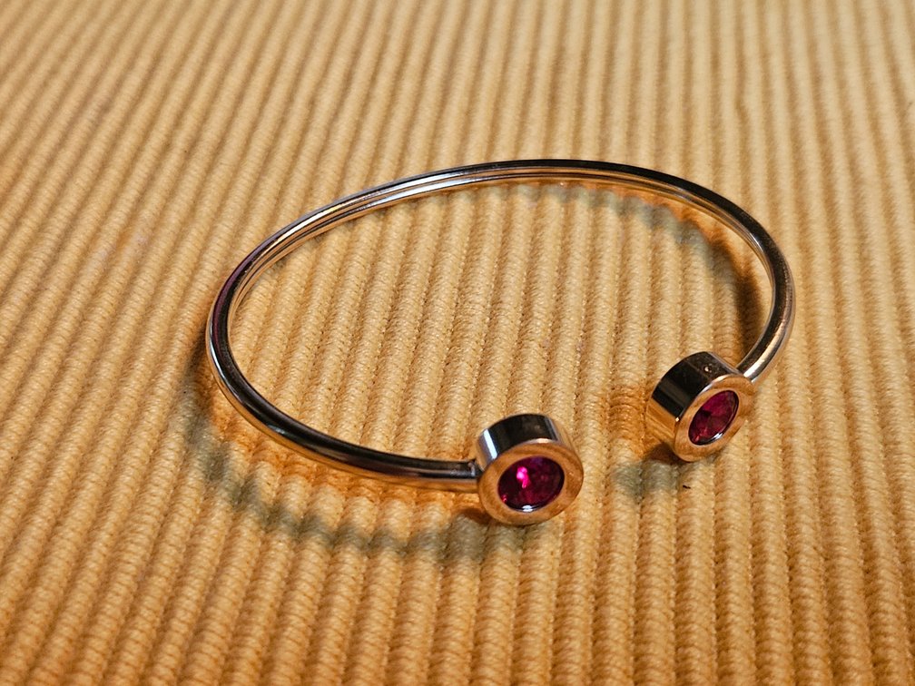 Gold Colored Bracelet with Faux Rubies