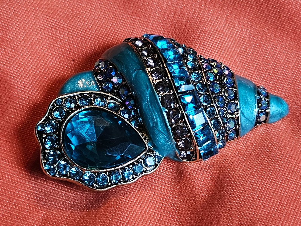 Bejeweled Seashell Form Brooch