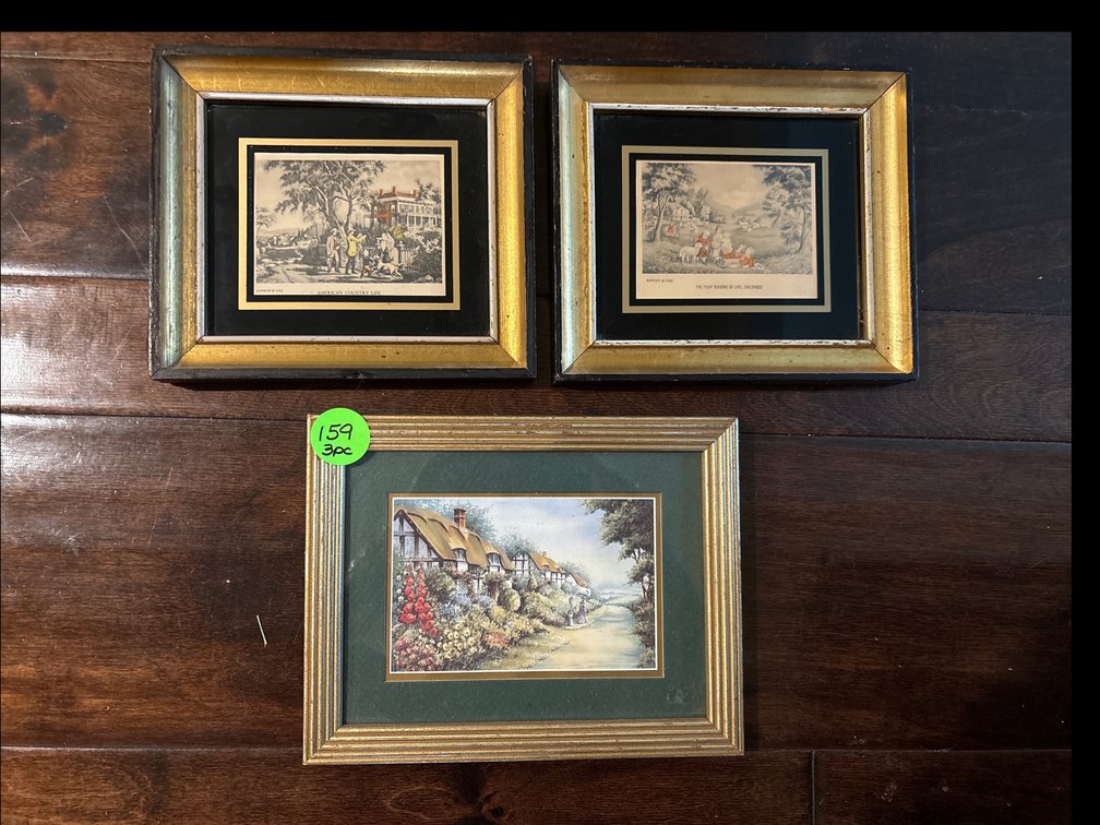 3 vintage country scenes; largest is 9” x 7”