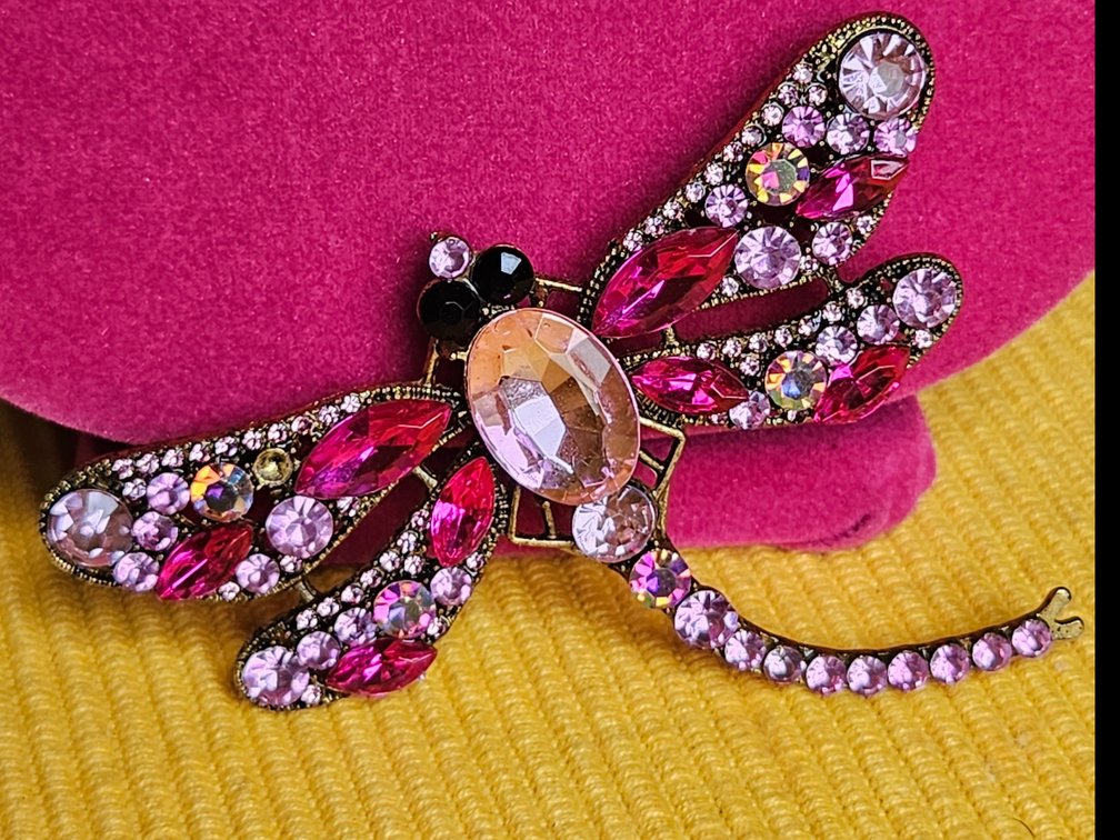 Large bejeweled Dragonfly Brooch
