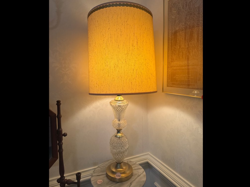 Glass and Brass Table Lamp 