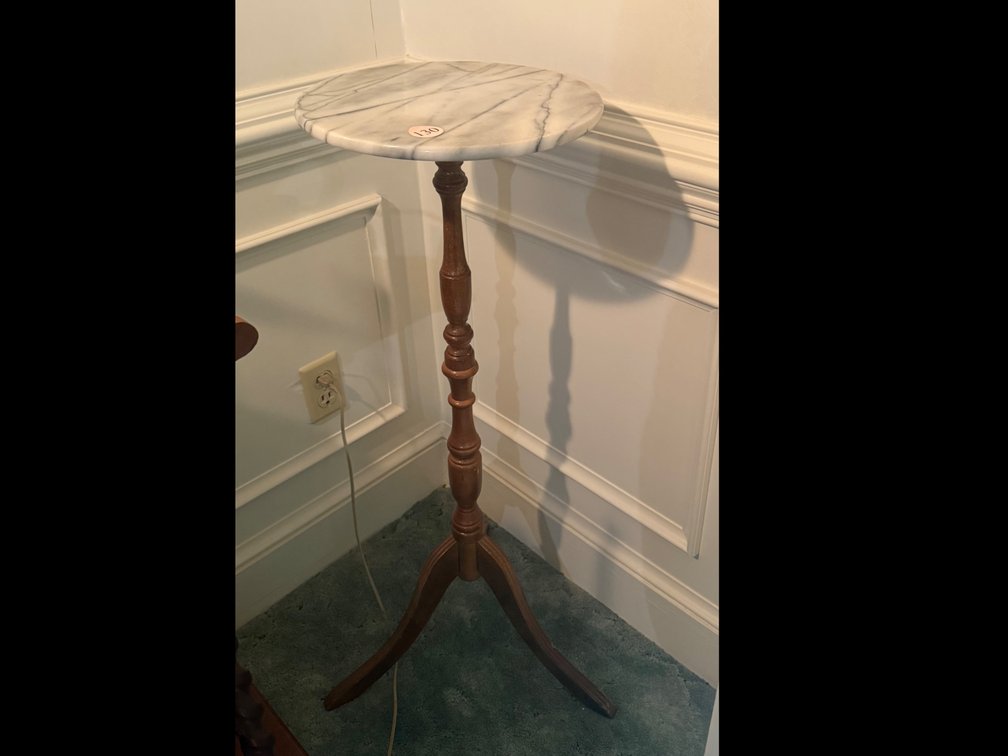 Stone/Wood Stand, 34.5”H