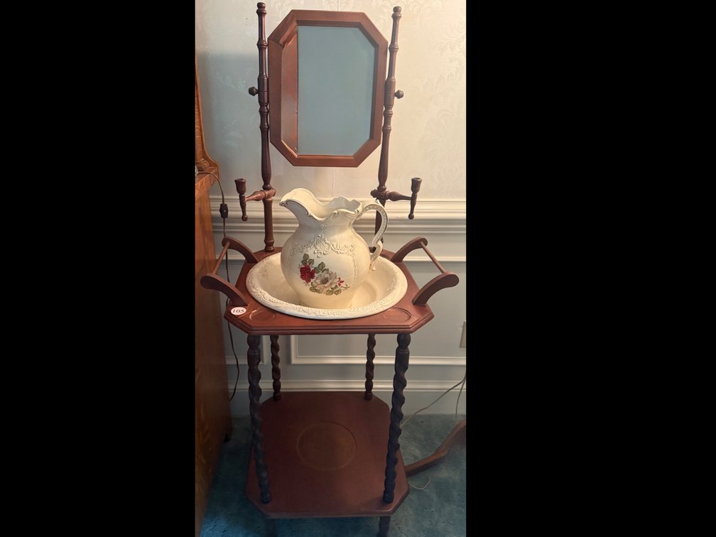 Wash Stand with Bowl and Pitcher 