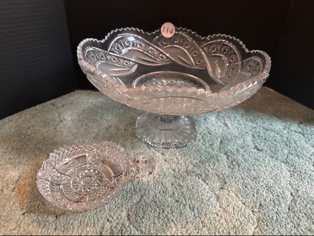  Brilliant Cut Glass Large  Compote and Relish Bowl 