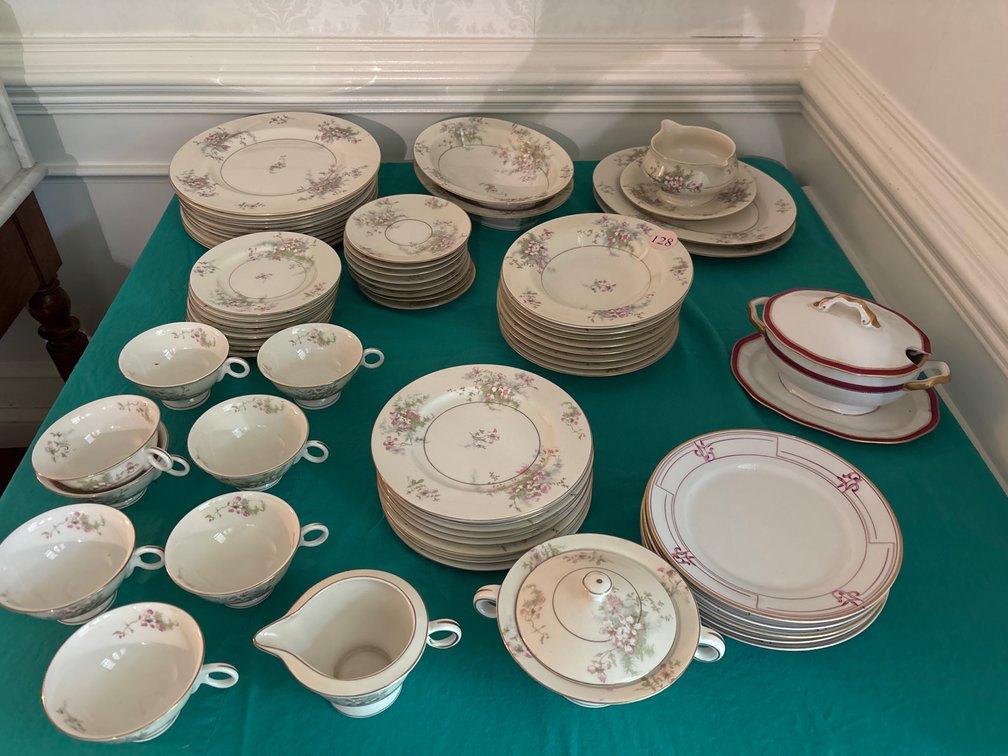 57 pc dinnerware set, Theodore Haviland; “Apple Blossom”