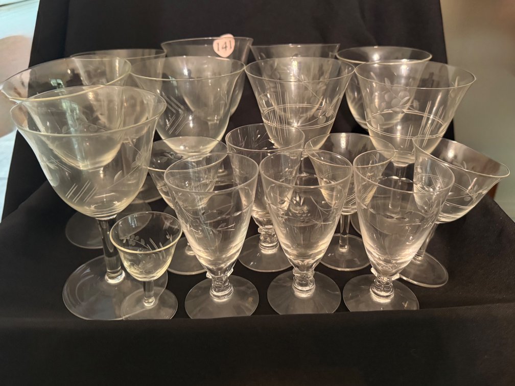  17 Pieces of Crystal Stemware 