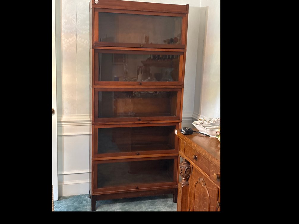 5 stack barrister bookcase; glass doors swing up