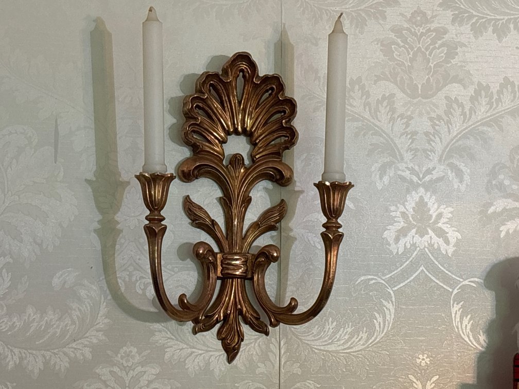 Pair of gilded wall sconces; 15” tall