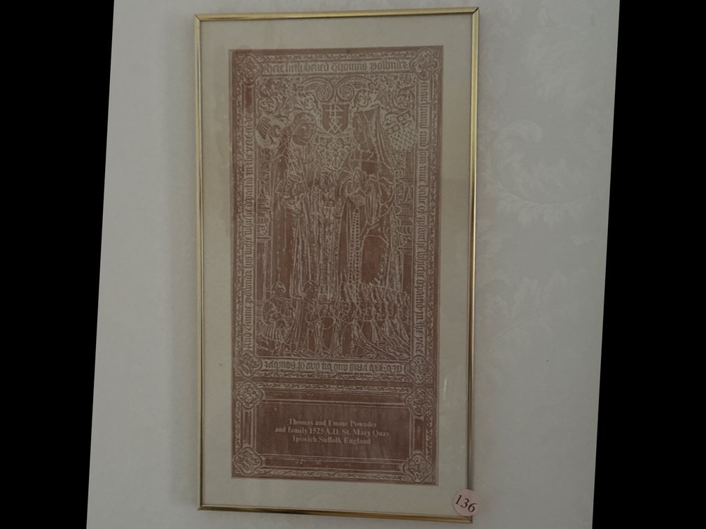 Framed Artwork, may be a rubbing 