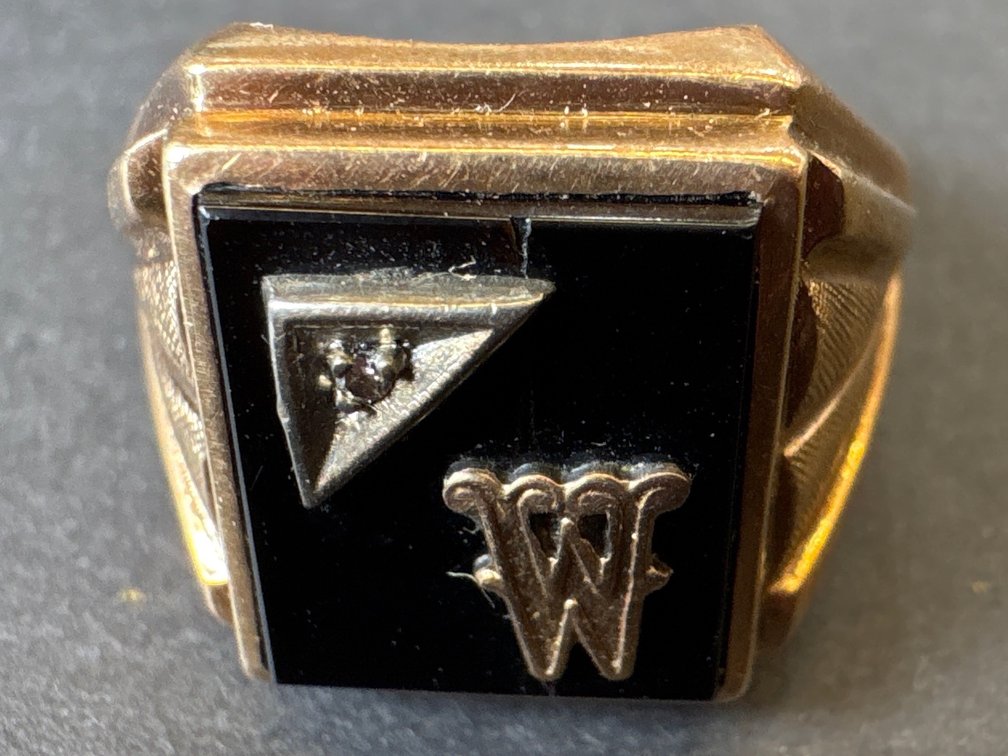 10K Gold Men’s Initial Ring with Diamond Accent
