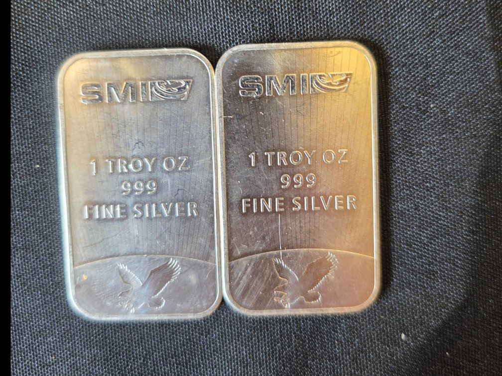 (2) 1 Troy Ounce Silver Bars