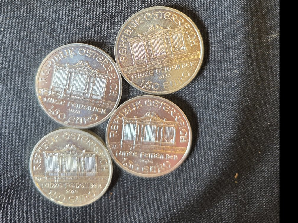 (4) 2023 Austria 1 oz Silver Philharmonic 150 euro 