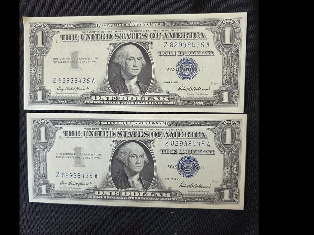 (2) 1957 $1.00 Silver Certificates 