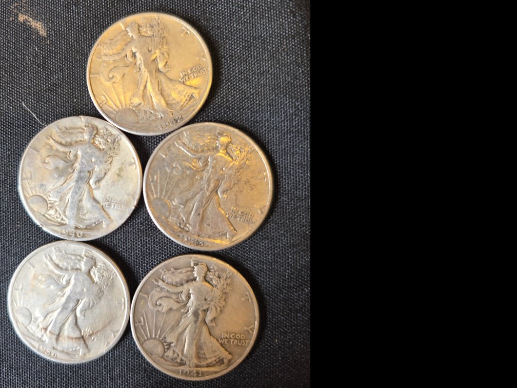 (5) Standing Liberty Silver Half Dollars 