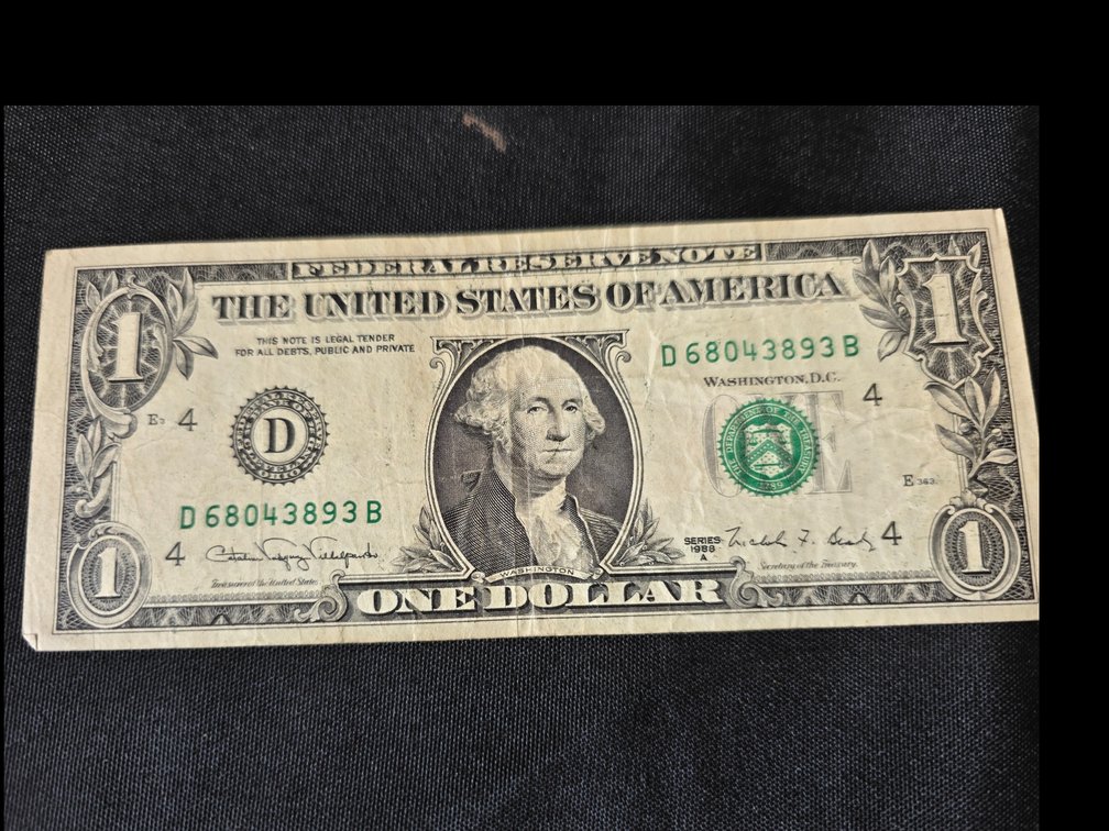  1988. $1.00 Federal Reserve  Dollar Bill