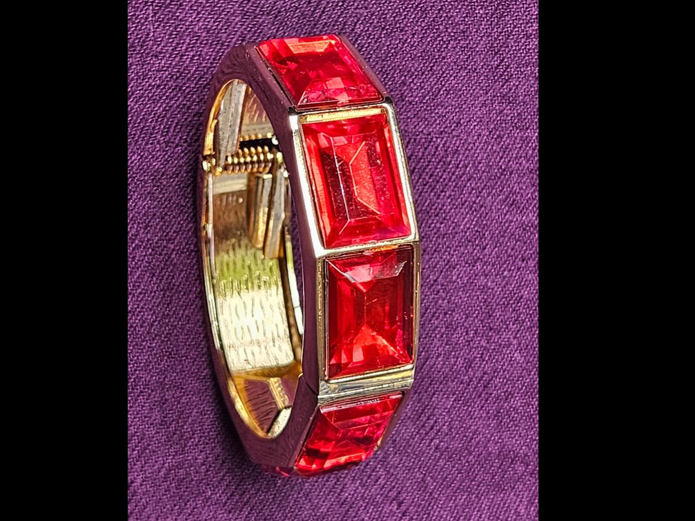 Yellow Gold colored and Faux Ruby Bracelet 