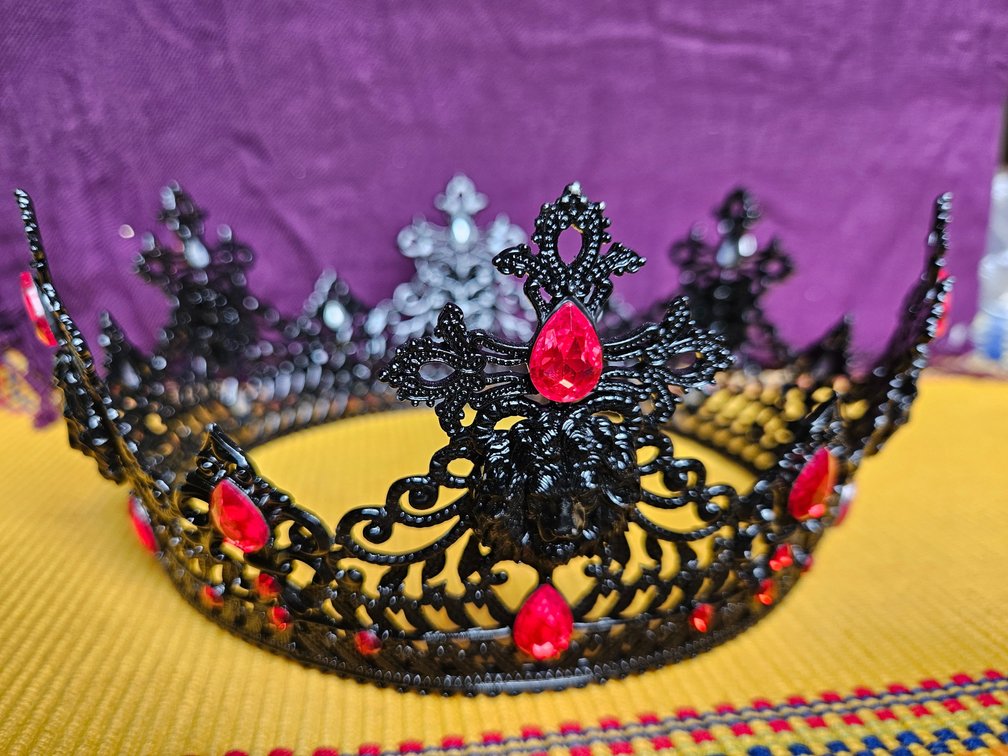 Bejeweled Metal Crown with Faux Rubies