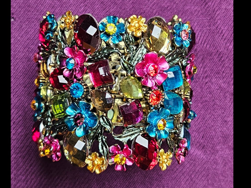 Multi-Colored Jeweled Cuff Bracelet 