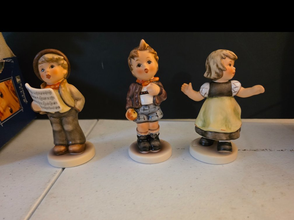 2006 HUMMEL GOEBEL SPRING WALTZ #912B WEST GERMANY 3.1/2'' :  Goebel Hummel Figurine "Cheeky Fellow" #554 1989 4”  :  Hummel Figurine Hitting the High Note HUM 846 TMK8 4" with box