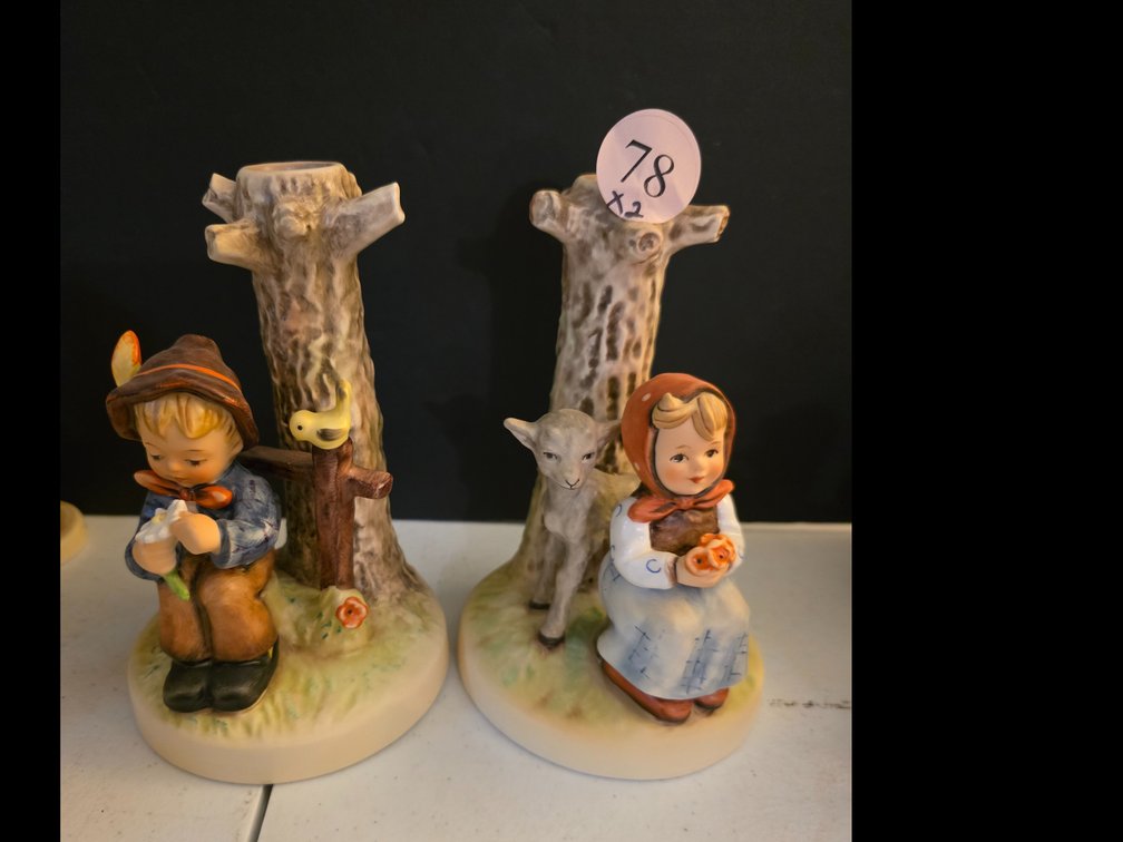 Hummel Figurine "GOOD FRIENDS" HUM 679 TM6 Goebel CANDLE STICK HOLDER MINT M479. 6.5"  :   Hummel  " She Loves Me Not"  Candle Stick