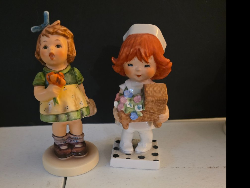 Vintage Goebel Red Hair "Nurse" Charlot Figurine | 1970 West German Hummel  5"  :   Hummel figurine The Surprise HUM 431 TMK6 Club Edition No. 12. 5.5"