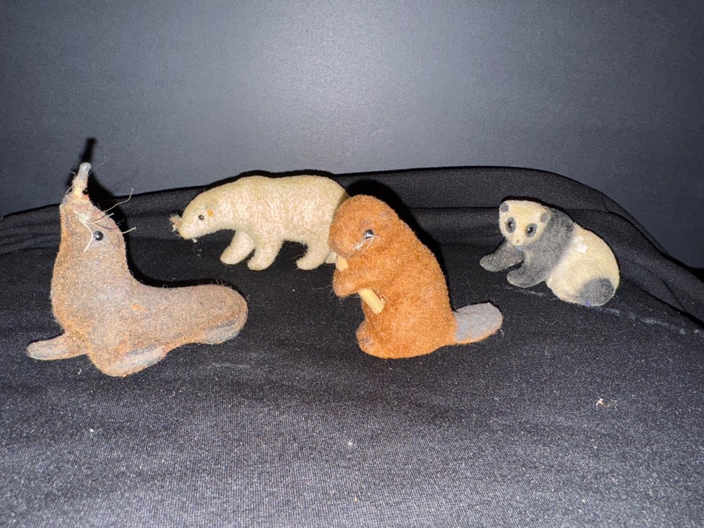 Antique Set of 4 Animals Felted