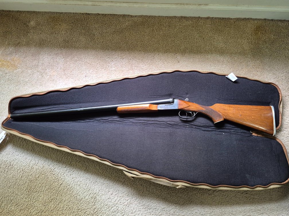 Sloans of Spain 12 ga. Double barrel shotgun Gun will be transferred to TTI for pick up Tuesday through Friday  Address for TTI is 11233 Washington HWY Glen Allen Va 23059 and will require background check and $40.00 fee