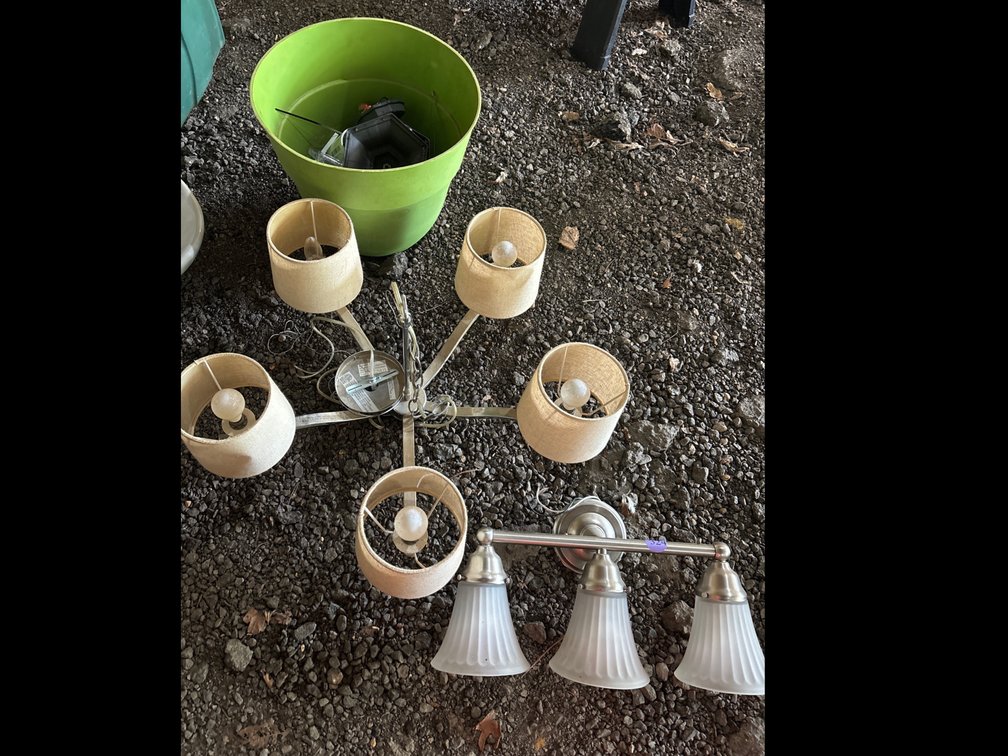 Assorted light fixtures: chandelier, wall sconce; etc