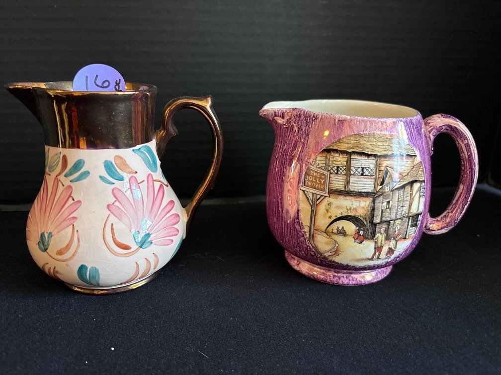2 pcs of English lusterware: Adams pitcher, Lancasters pitcher