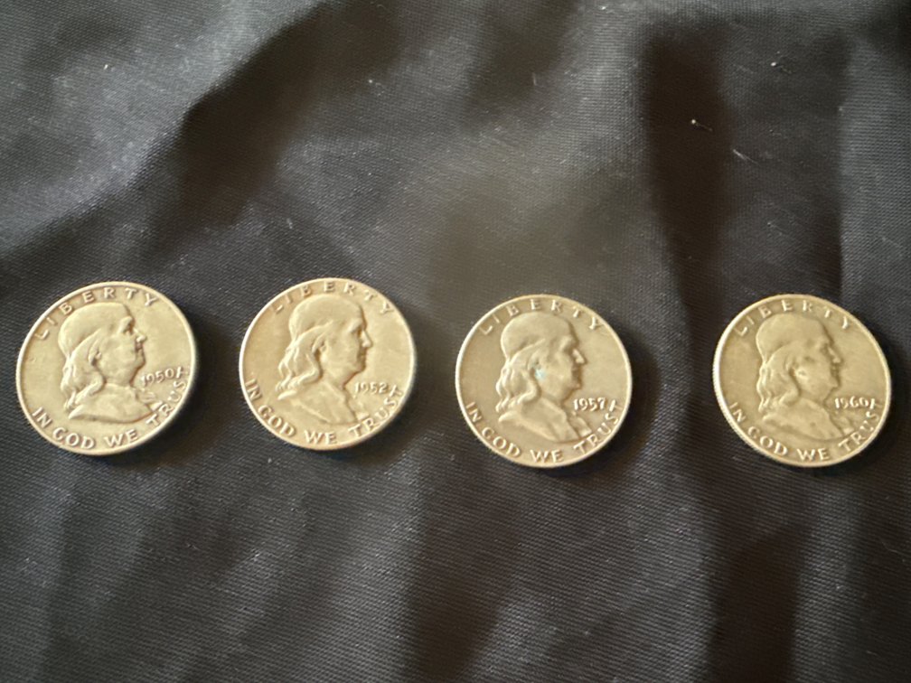 Franklin Half Dollars, 4, 90% Silver 