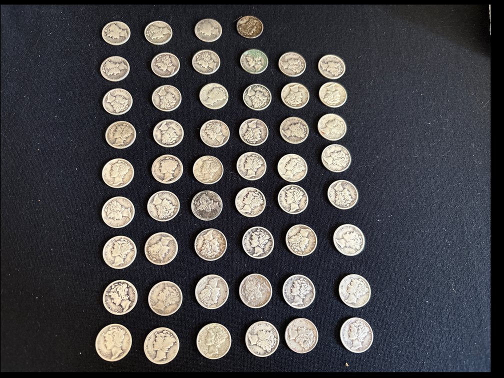 52 Mercury dimes - 90% Silver