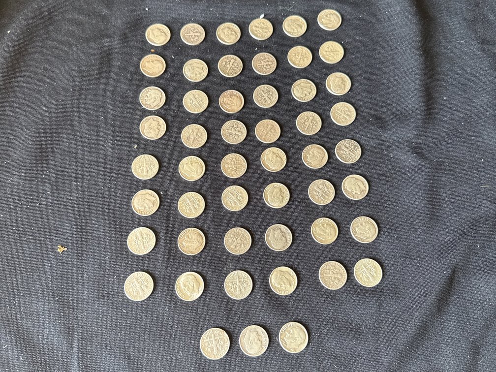 Fifty One 1946-1964 Silver Dimes - 90% silver
