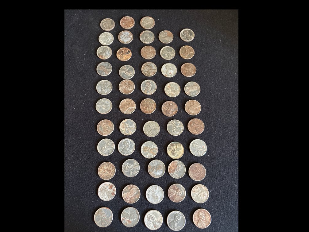 52 1943 dated steel WW2 pennies