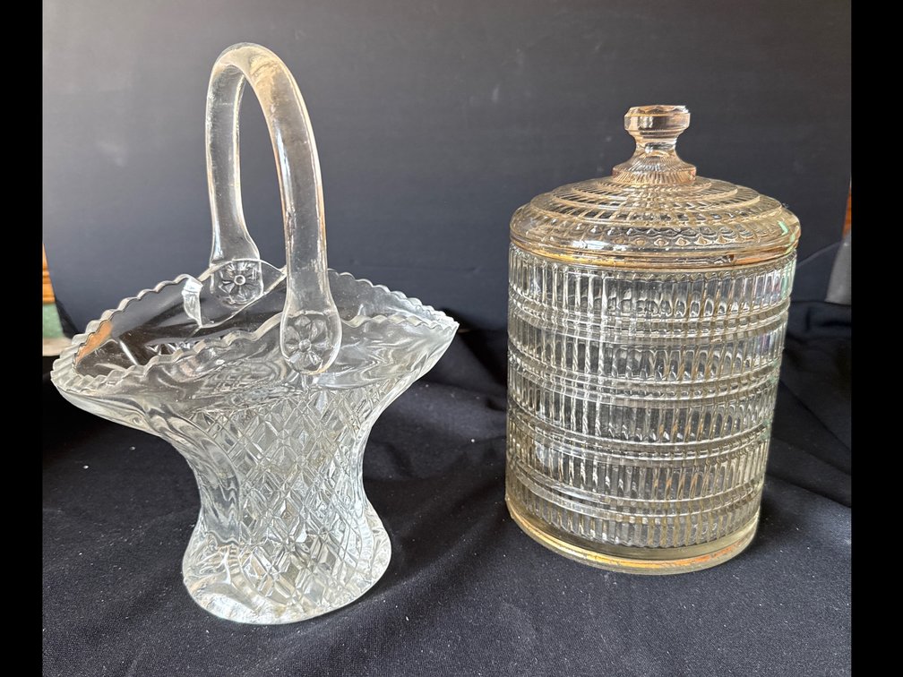 Glass Basket and Biscuit Jar