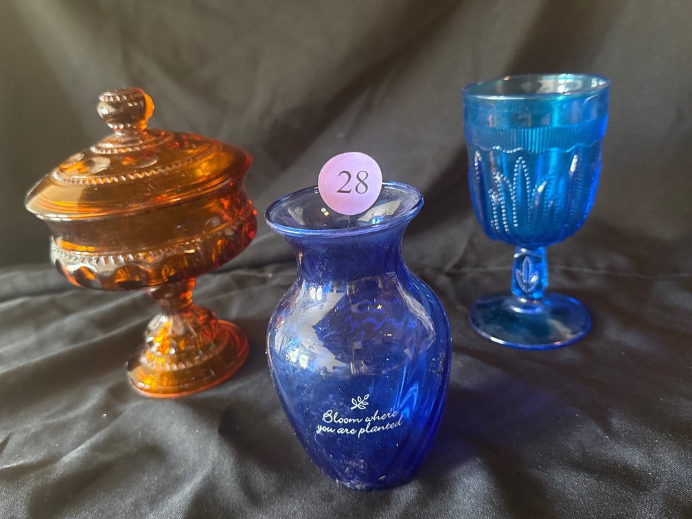 Colored Glass Lot, 3 pcs