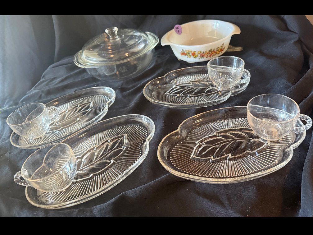 Vintage Fire King, Pyrex, Anchor Hocking, Luncheon Plates and Cups