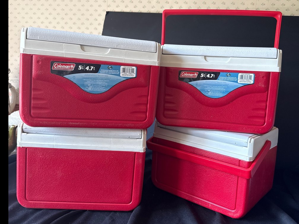 Four Coleman Mini Coolers 