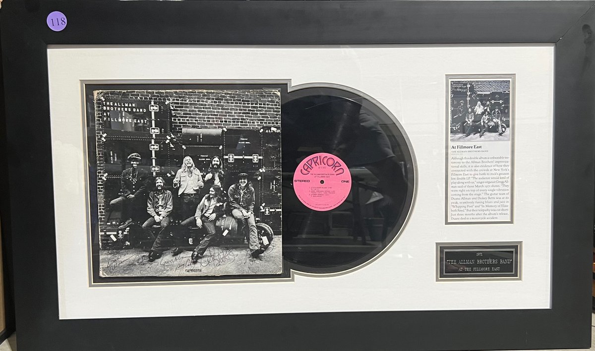 Framed “The Allman Brothers Band” Album with Signed Certificate of Authenticity