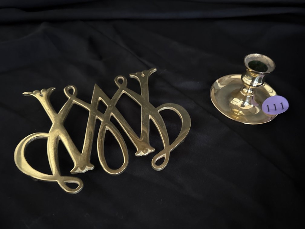 Virginia Metal Crafters Trivet and Baldwin Candlestick 