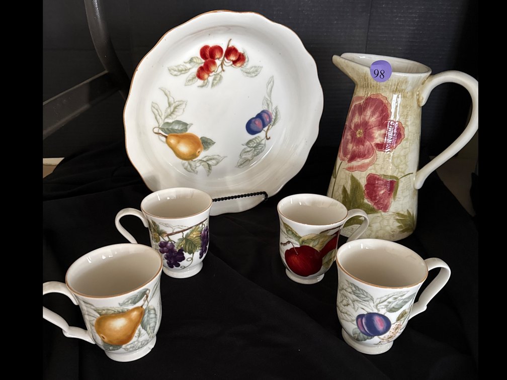 Charter Club “Summer Grove” Mugs, Serving Bowl and Floral Pitcher