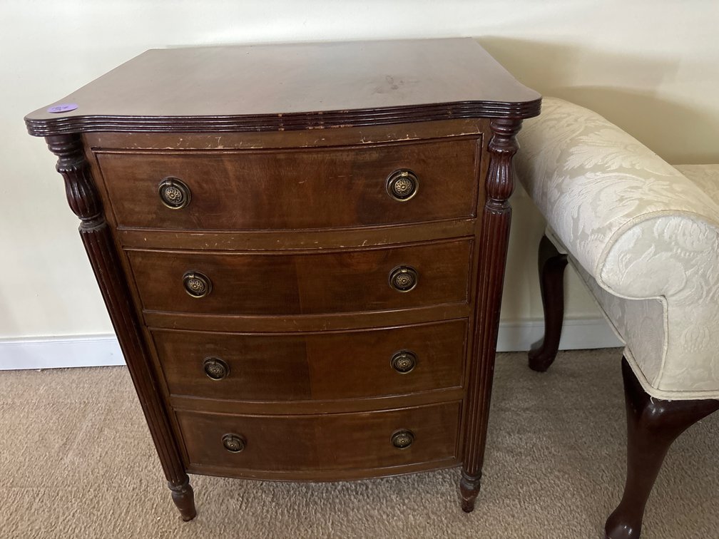 4-drawer bachelor’s chest; 21” x 16” x 27” tall