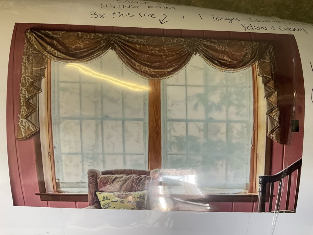 Set Of Three Large Curtains On Rod