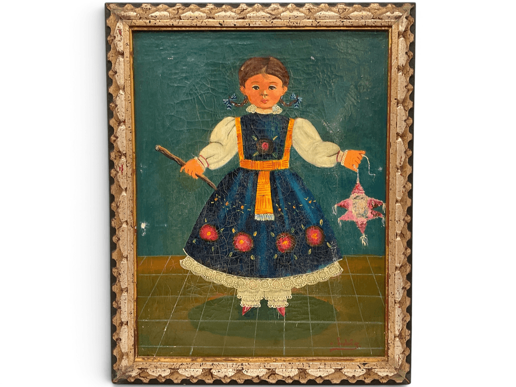Agapito Labios, Girl With Piñata Folk Art