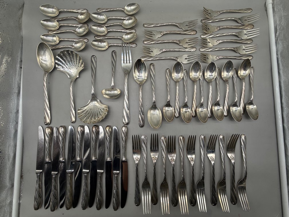 65 Pcs Buccellati Sterling Silver Torchon Flatware