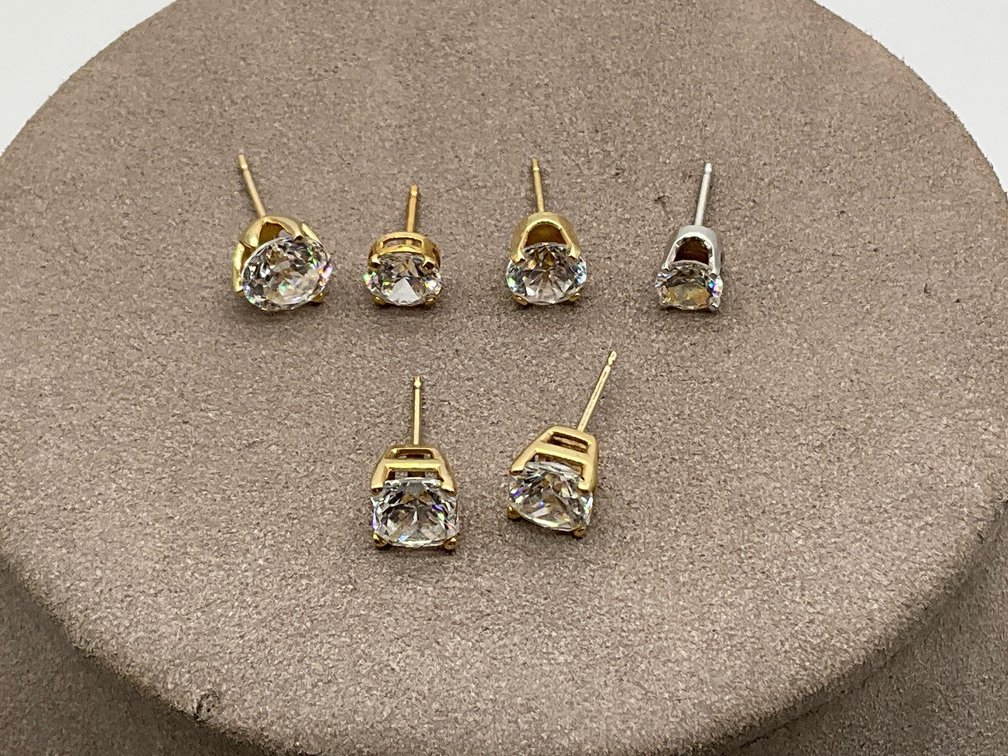 14K YG and CZ Stud Earrings