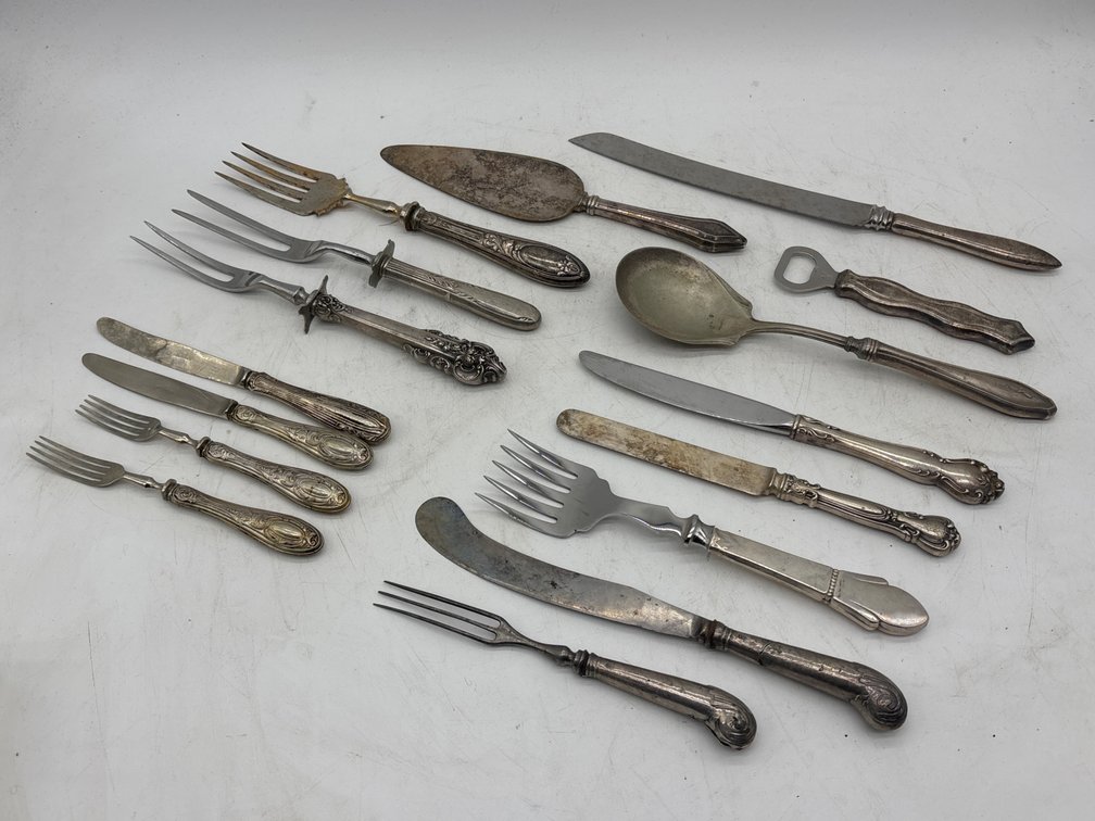 Sterling and Silver Handled Flatware Assortment
