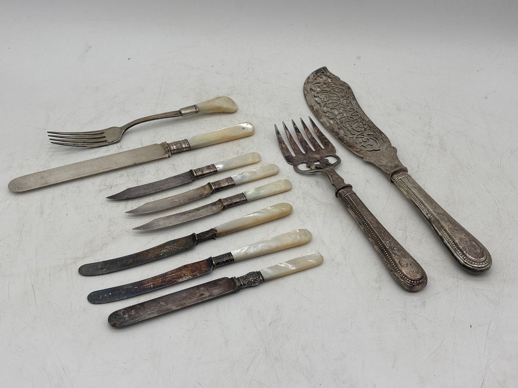 Mother of Pearl and Silver Handled Flatware