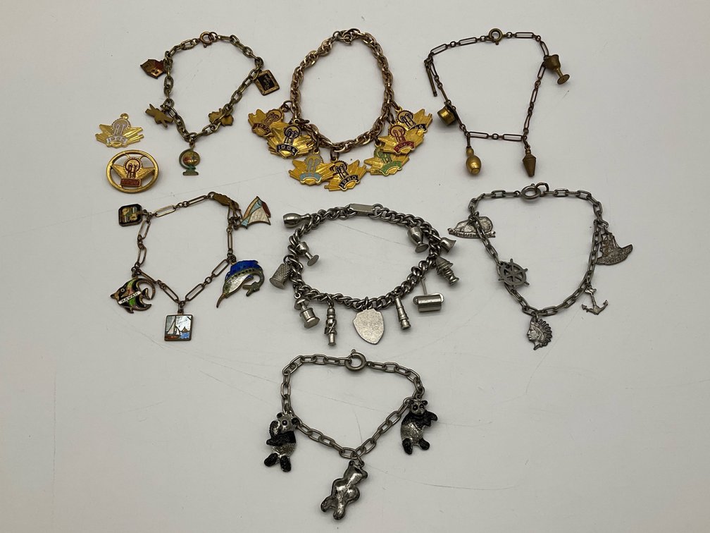 Gold Tone and Silver Tone Charm Bracelets